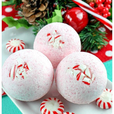 The Midwest Mermaid Company Candy Cane Christmas Bath Bomb