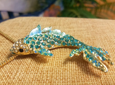 The Midwest Mermaid Company Sparkling Aquamarine Koi Fish Necklace